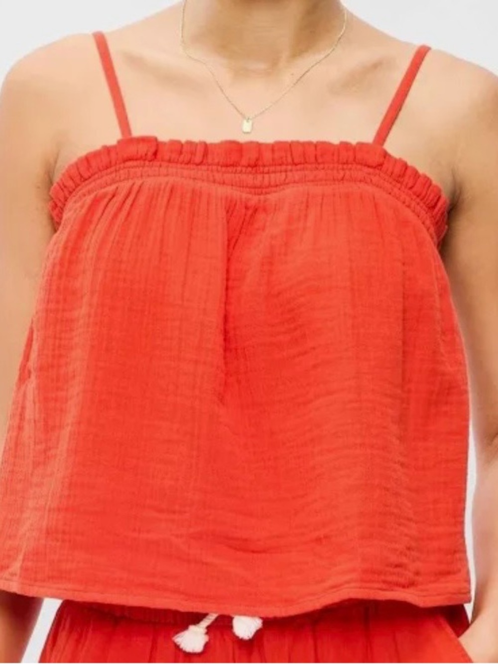 Old Navy Women’s Bright Orange Crinkle Gauze Tank Top Size Medium